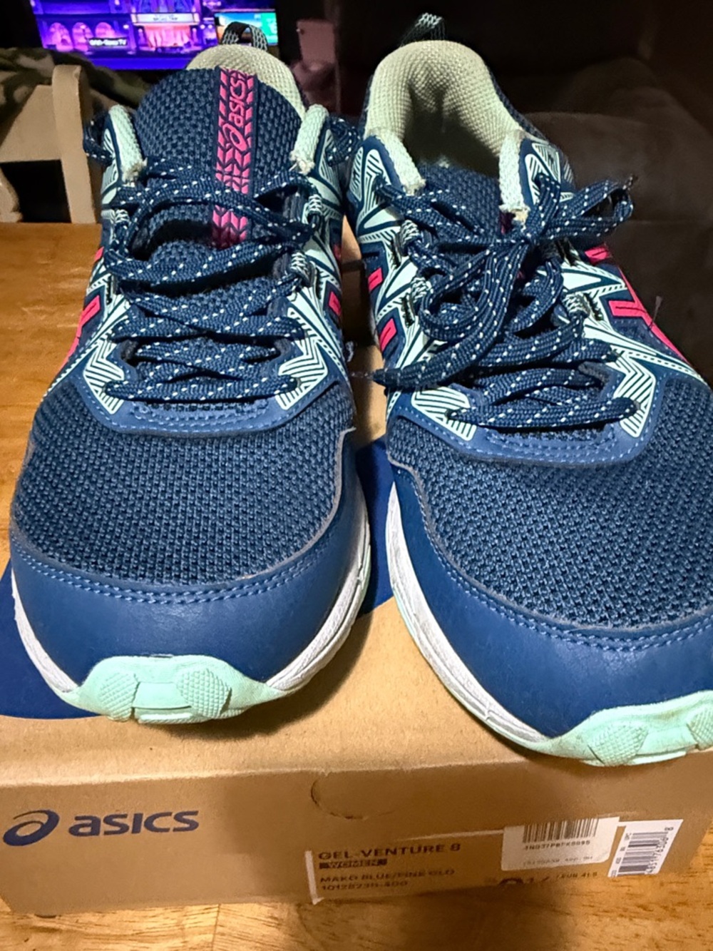 Asics Navy Teal Pink Women's Athletic Running Shoes